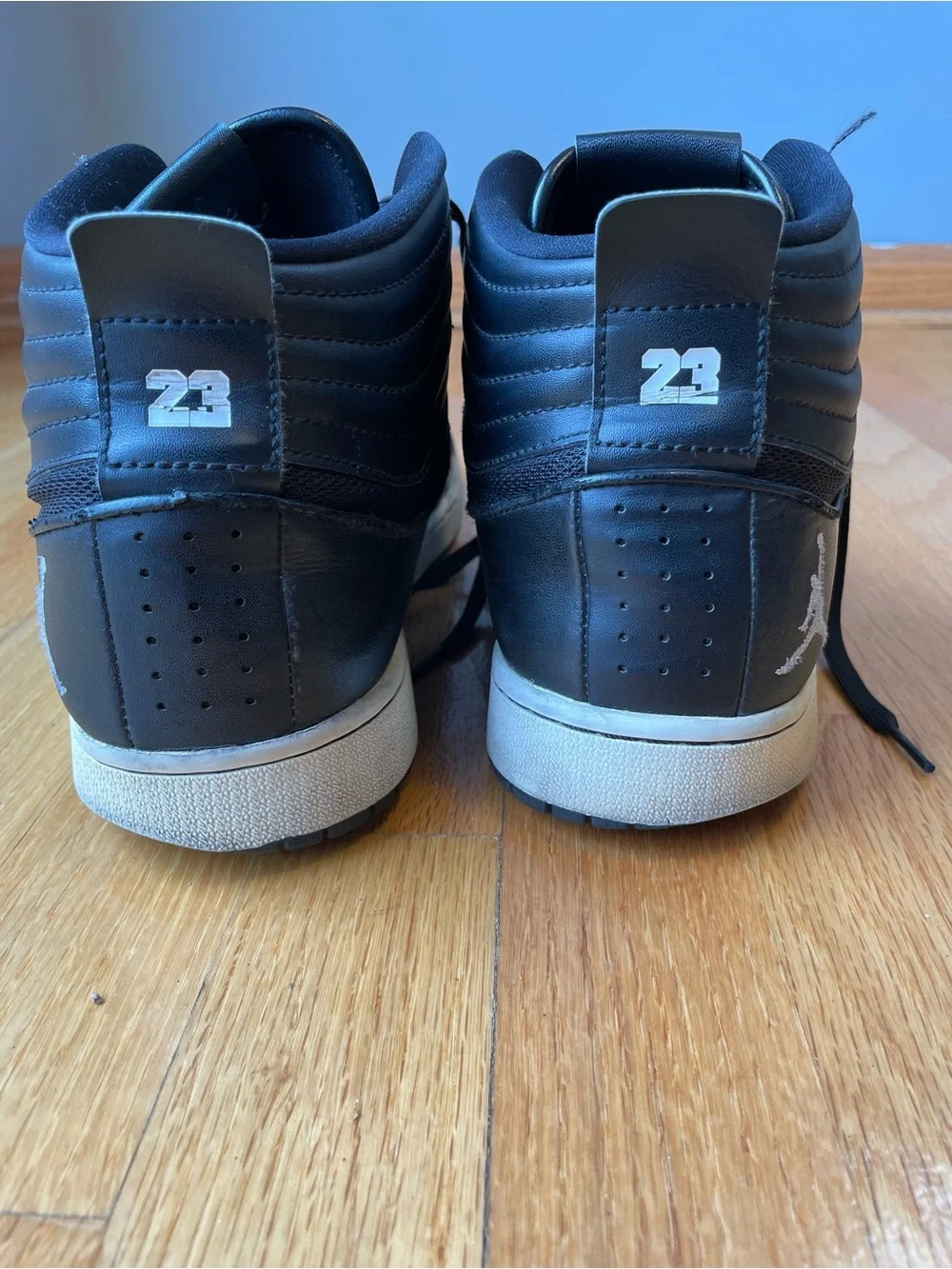 Men’s Size 12 Jordan Heritage Black and White High-Top Sneakers